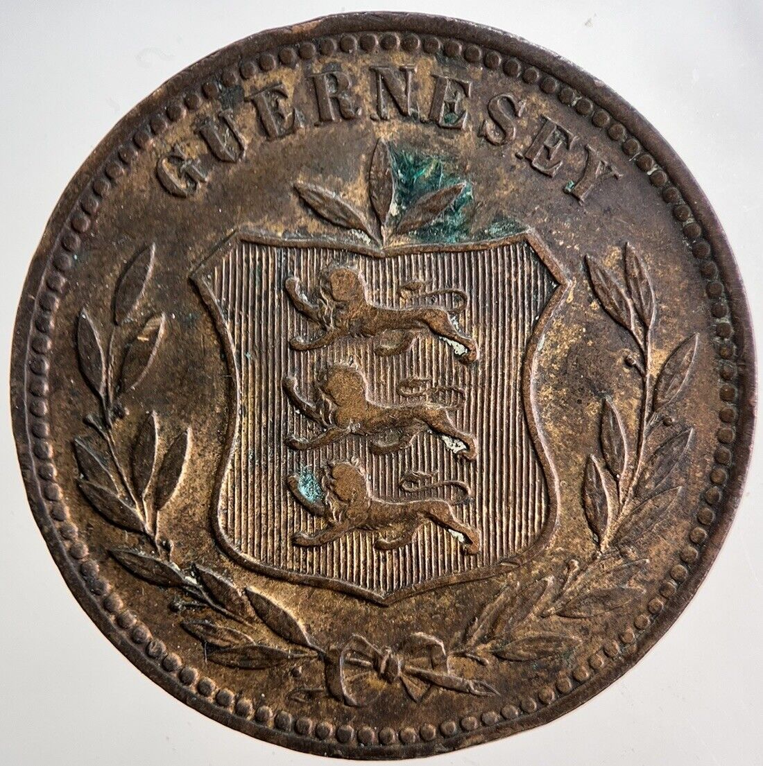 1902 Guernsey 8 Doubles Coin | Fine Collectable Grade | a5716
