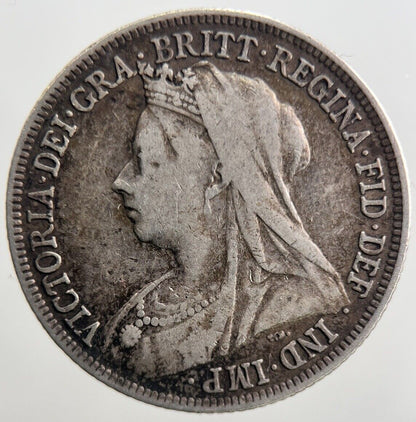 1901 Veiled Head Victoria Shilling Silver Coin | Fine Collectable Grade | a2659