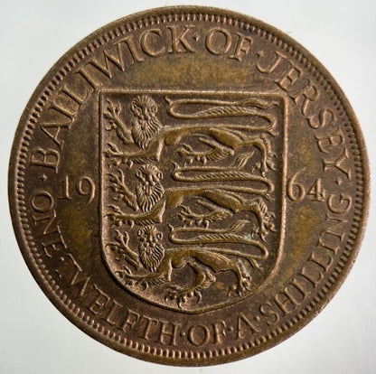 1964 Jersey 1/12 One Twelfth Of A Shilling Coin | Fine Collectable Grade