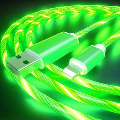 iPhone Lightening Green Flowing LED USB Cable Charging Charger - UK Stock