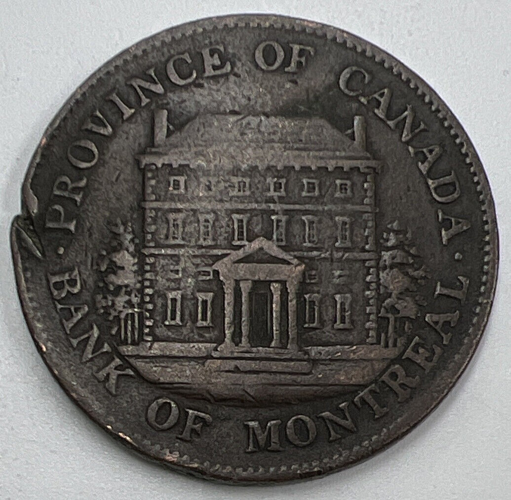 1844 Bank of Montreal Half - Penny Token Coin | Fine Collectable Grade