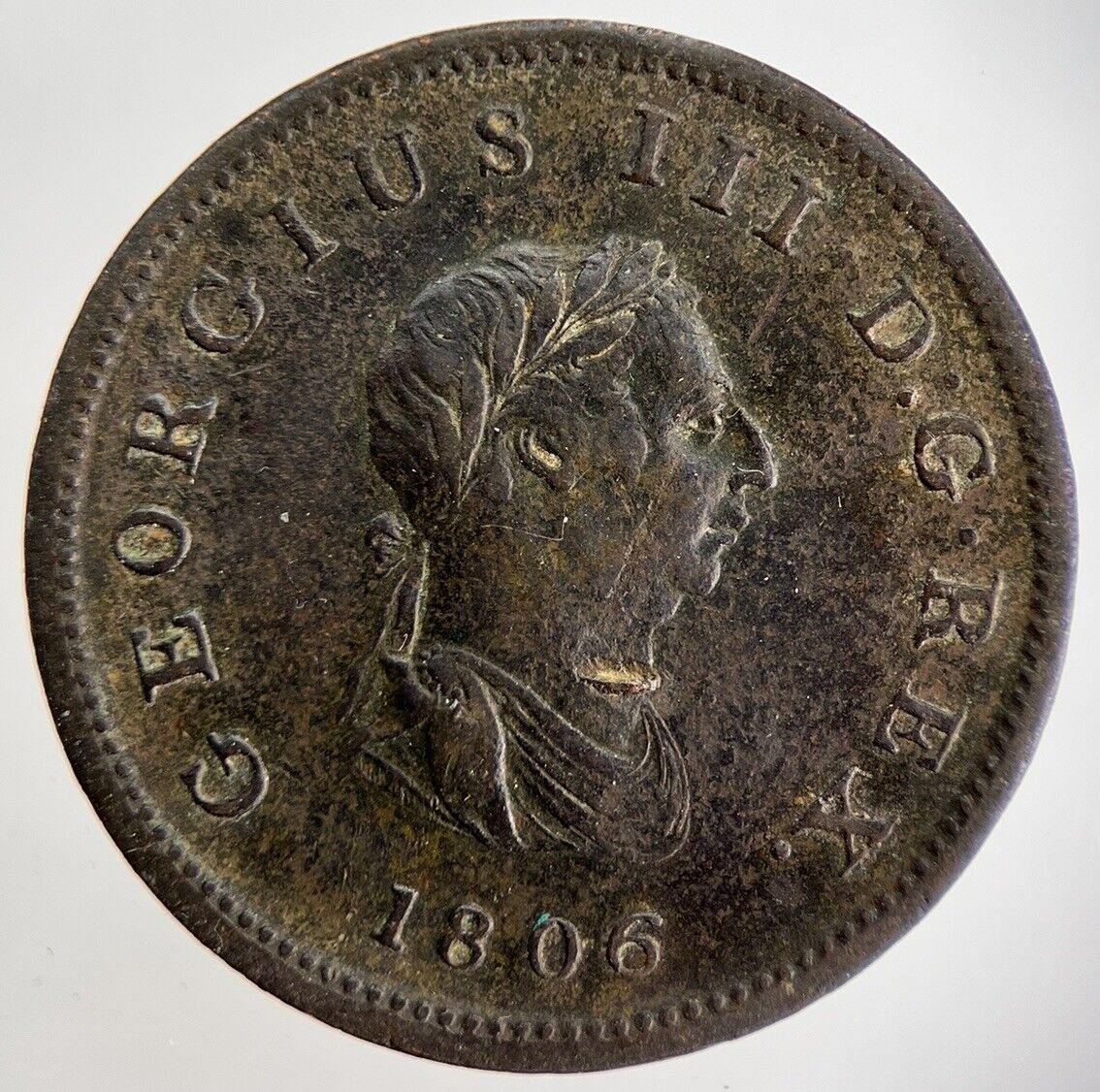 1806 George III Half-Penny | British Coin | Fine Collectable Grade | a1760