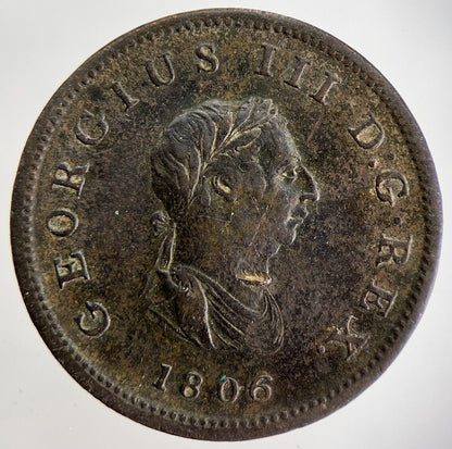 1806 George III Half-Penny | British Coin | Fine Collectable Grade | a1760