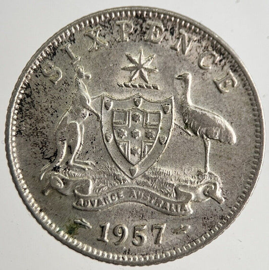 1957 Australia Sixpence Silver Coin | Fine Collectable Grade | a8329