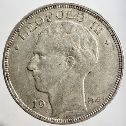 1934 Belgium 20 Franc Silver Coin | Fine Collectable Grade