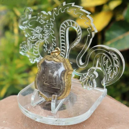 Clear Dragon Themed 1oz Silver Gold Coin / Amulet / Medal Display Stand