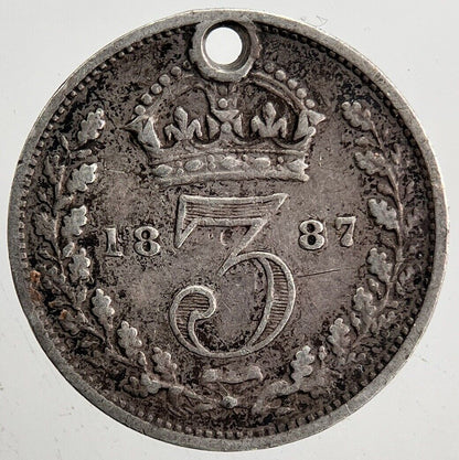 1887 Victoria Threepence Silver Coin | Fine Collectable Grade | a5428