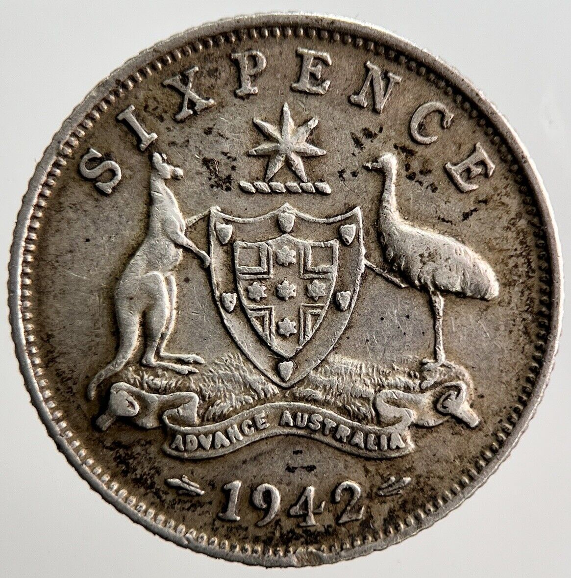 1942 Australia Sixpence Silver Coin | Fine Collectable Grade