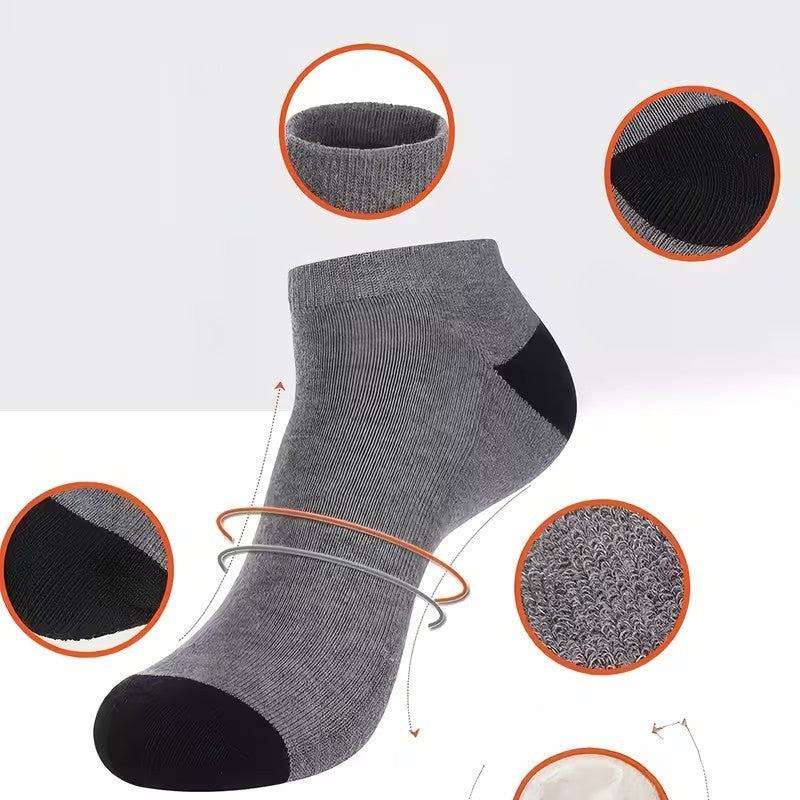5 Pack Mens Trainer Black Grey Ankle Socks Invisible Cotton Low Cut Sports Socks