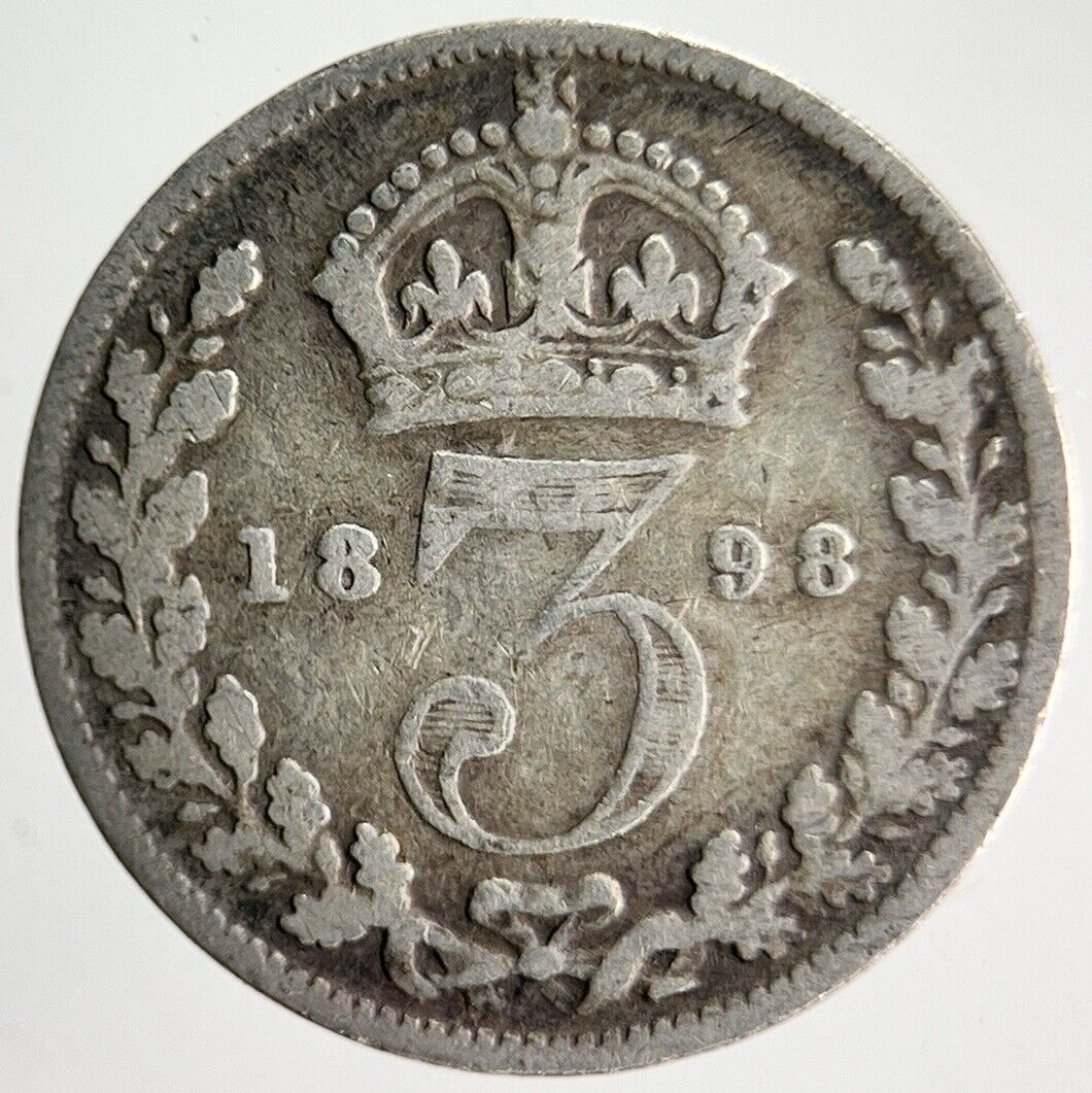 1898 Veiled Head Victoria Threepence Silver Coin | Collectable Grade | a4009