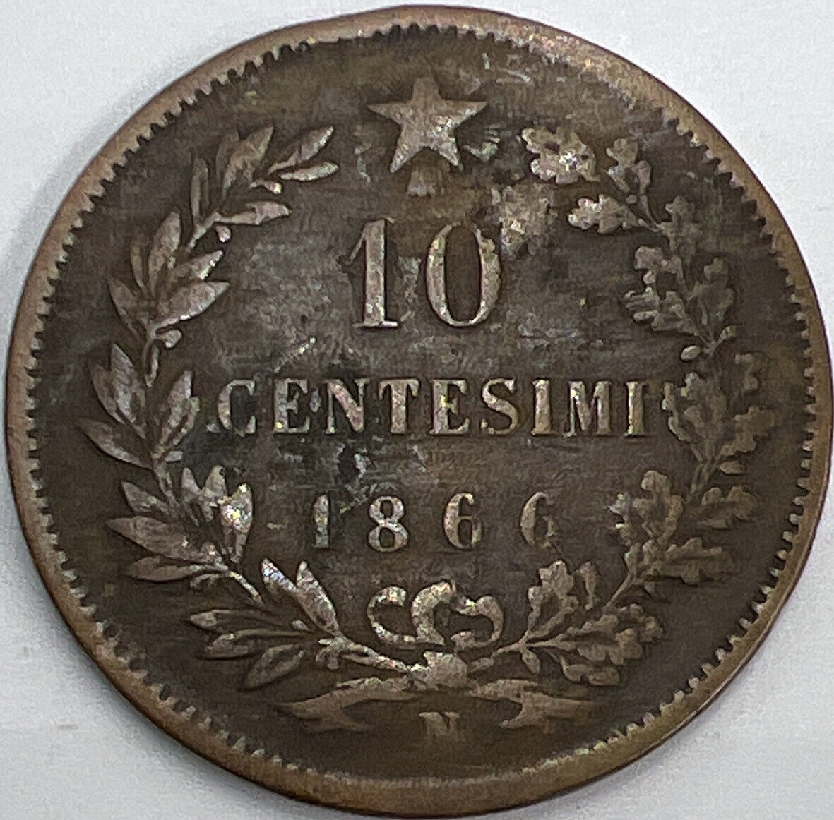 1866 10 Centesimi Italy Coin | Fair Grade | a512