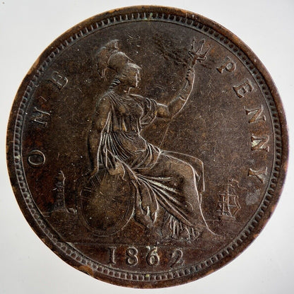 1862 Victoria One Penny Coin | Fine Collectable Grade | a1751