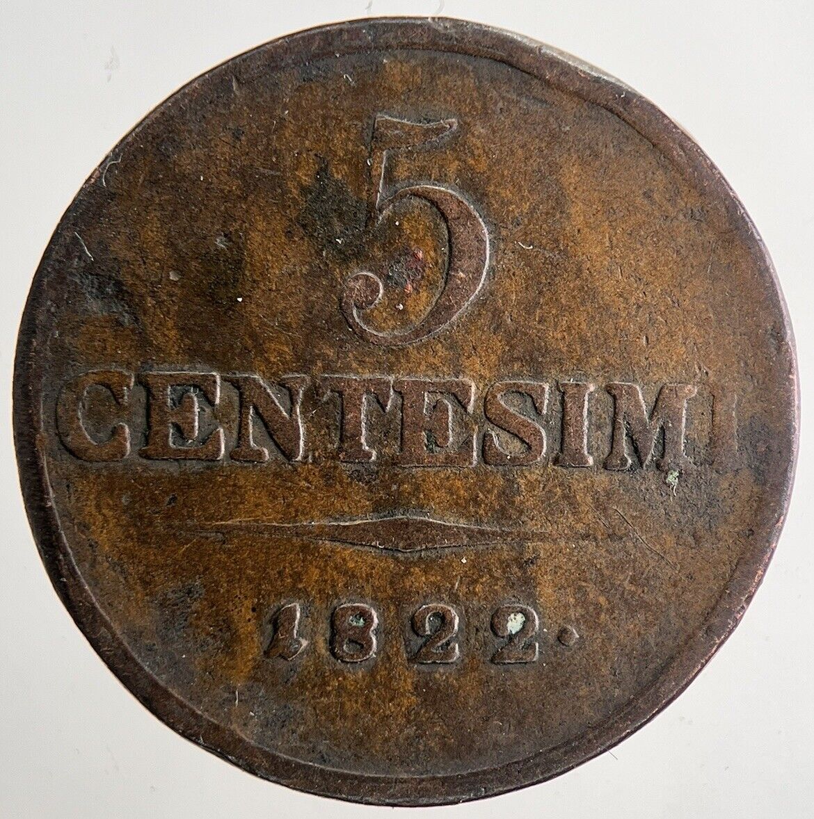 1822 Italy 5 Centesimi Coin | Fine Collectable Grade | a9698