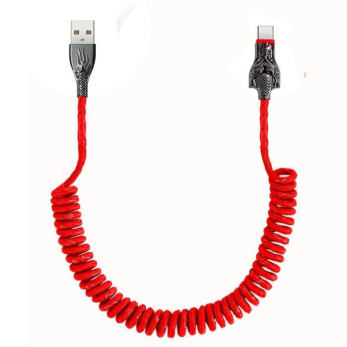 Red Glowing Dragon USB A To Type C Cable 100W Fast Charger Data Transfer 1M
