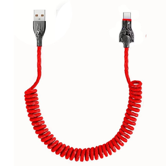 Red Glowing Dragon USB A To Type C Cable 100W Fast Charger Data Transfer 1M