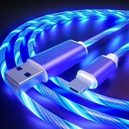 iPhone Lightening Blue Flowing LED USB Cable Charging Charger - UK Stock