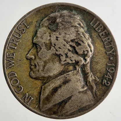 1942-P US USA War Nickel Silver Coin | Fine Collectable Grade | a8321