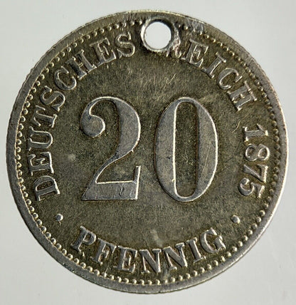 1875 Germany 20 Pfennig Silver Coin | Fine Collectable Grade