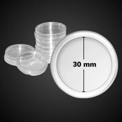 10 x 30mm Coin Storage Protective Clear Capsule + White Adjustable Foam Insert