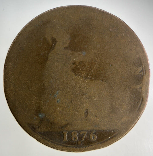 1876-H Victoria One Penny Coin | Fair Grade