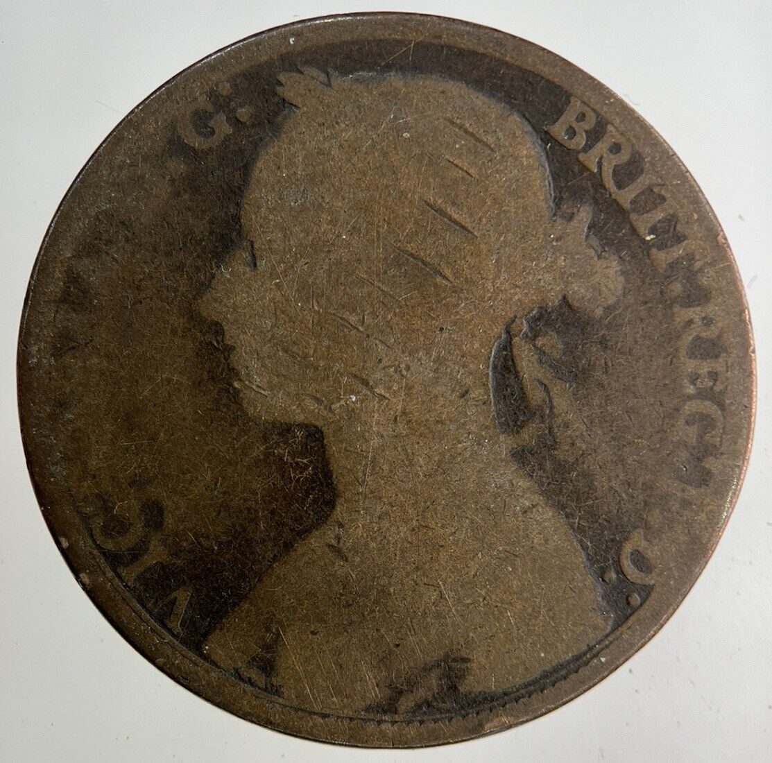 1883 Victoria One Penny Coin | Worn Grade