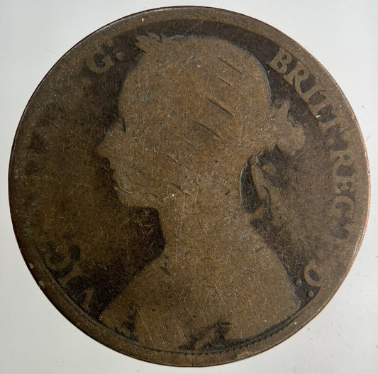 1883 Victoria One Penny Coin | Worn Grade