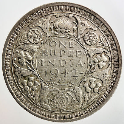 1942 India 1 One Rupee Silver Coin | Fine Collectable Grade