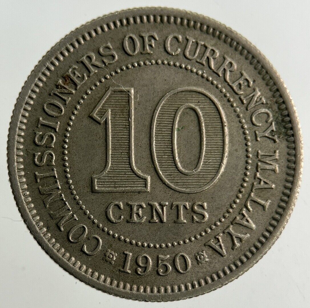 1950 Malaya 10 Cents Coin | Fine Collectable Grade