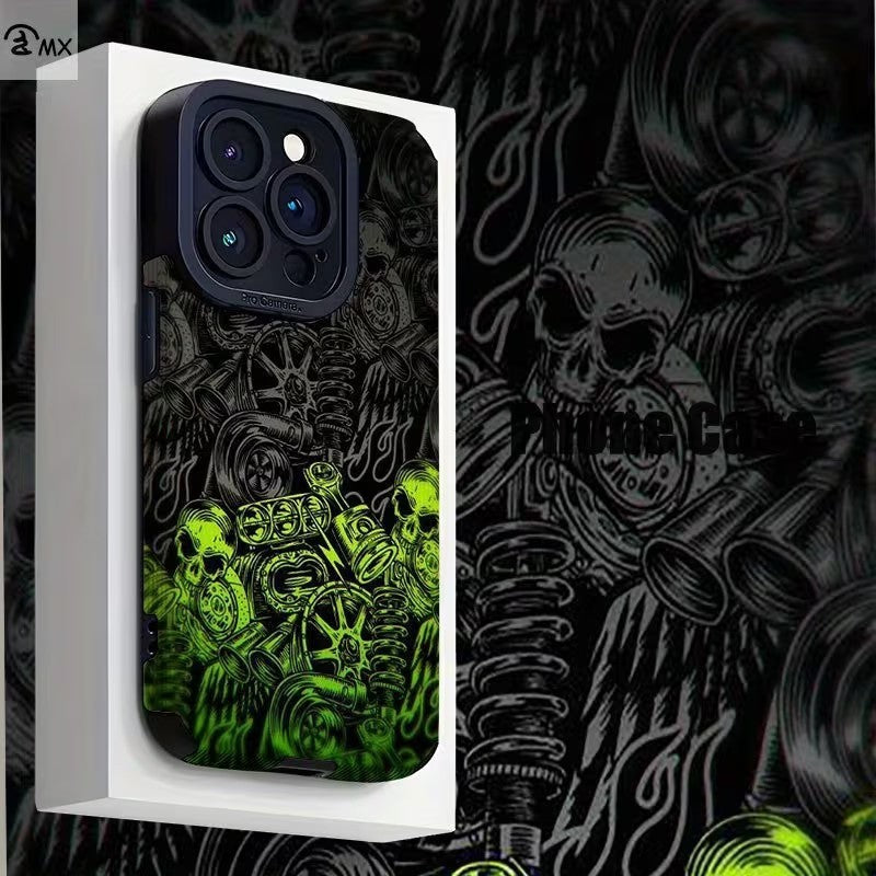 iPhone 16 Pro Max TPU Green Skull Effect Slim Case Protector Premium UK Stock