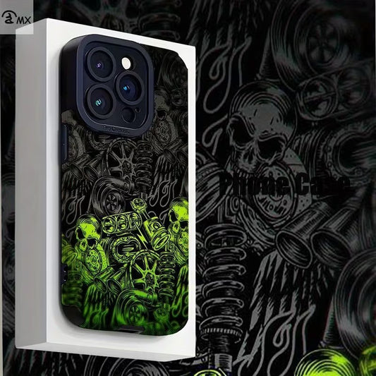 iPhone 16 Pro Max TPU Green Skull Effect Slim Case Protector Premium UK Stock