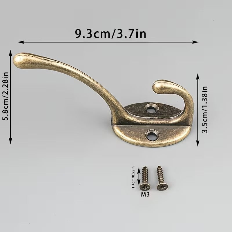 x3 Metal Antiqued Retro Clothing Coat Door Hook Wall Mounted Hanging Holder