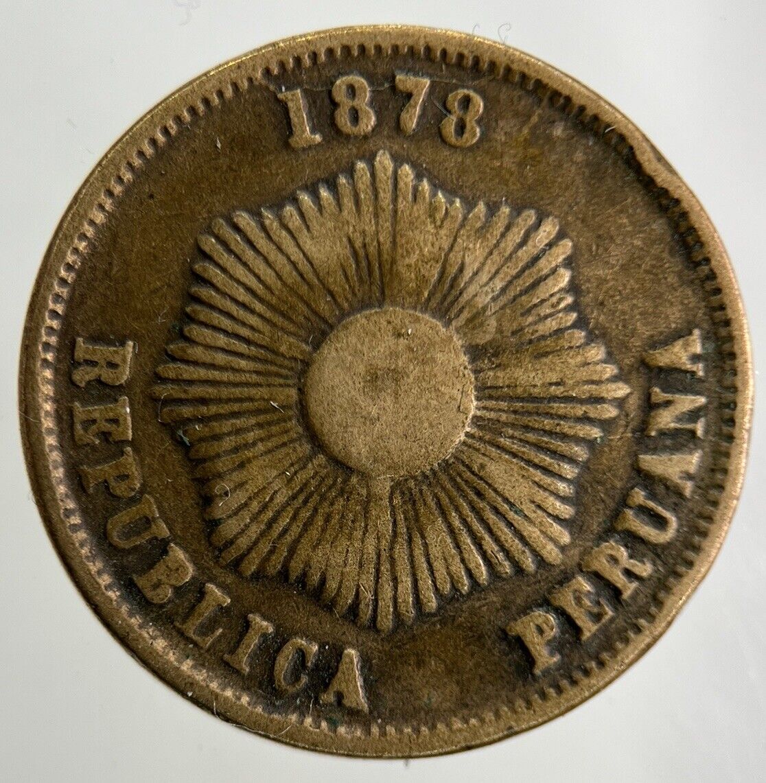1878 Peru 2 Dos Centavos Coin | Fine Collectable Grade