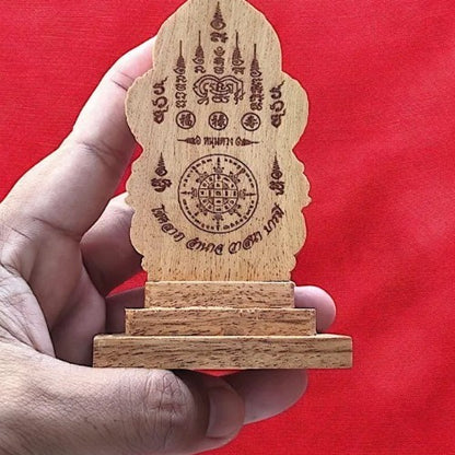 Thailand Thai Carved Teak Wooden Lord Vishnu on Garuda on Rahu Sculpture Coin