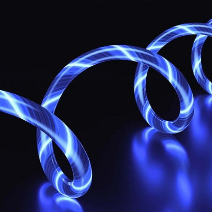 iPhone Lightening Blue Flowing LED USB Cable Charging Charger - UK Stock