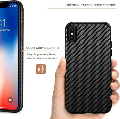 iPhone XS Max TPU Carbon Fiber Effect Slim Case Protector Premium UK Stock
