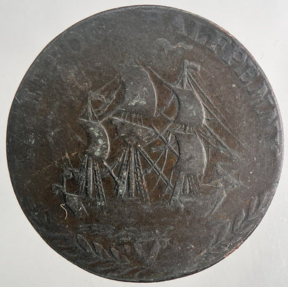 1791 Liverpool Half-Penny Token Coin | Fine Collectable Grade | a6817