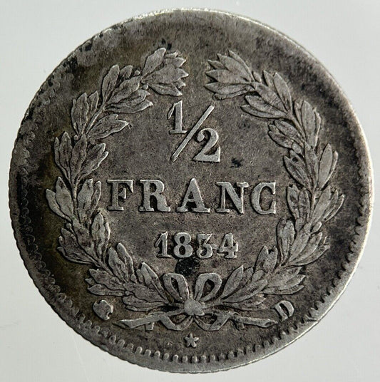 1834 France 1/2 Half Franc Silver Coin | Fine Collectable Grade
