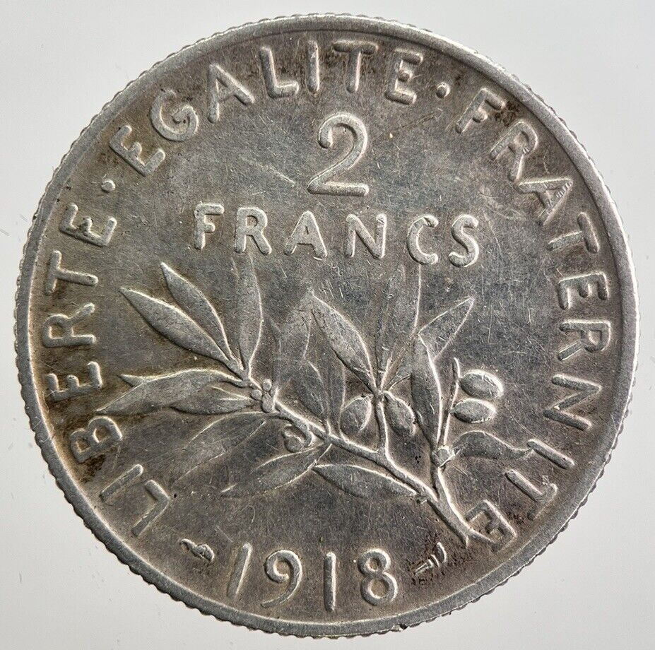 1918 France 2 Two Francs Silver Coin | Collectable Grade