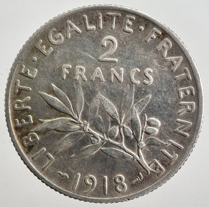1918 France 2 Two Francs Silver Coin | Collectable Grade