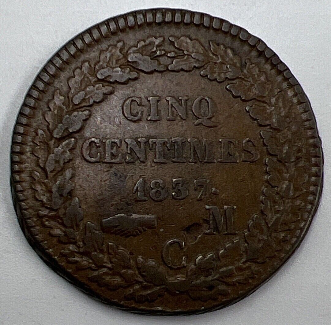 1837 France Cinq 5 Centimes | French Copper Coin | Collectable Grade