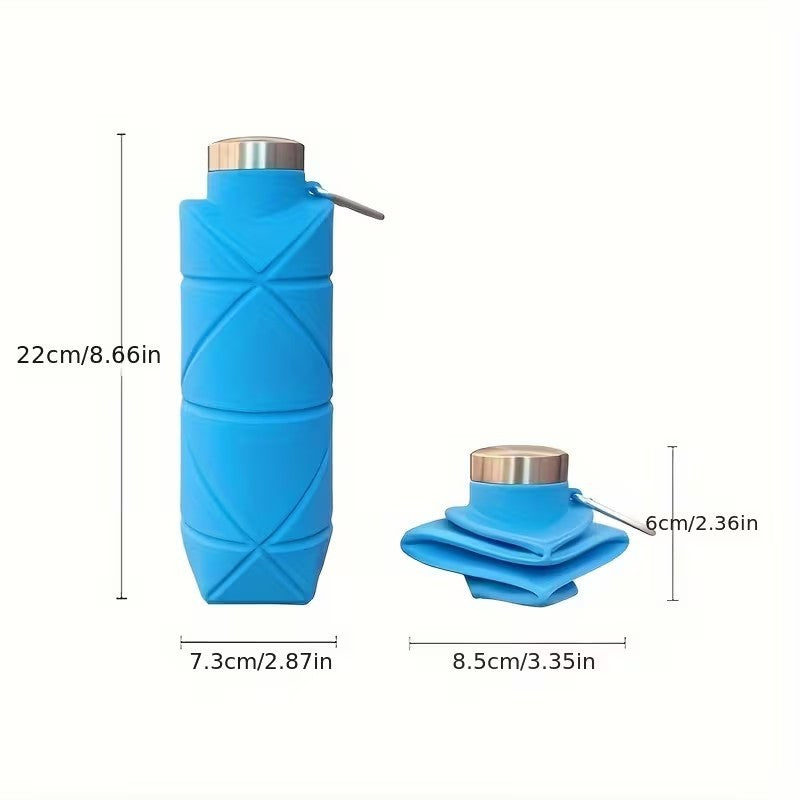 Purple Collapsible Silicone Water Bottle Foldable Outdoor Camping Sports Drink