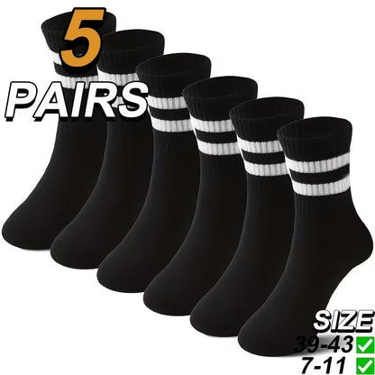 5 Pairs Mens Sports Socks Cotton Rich Cushioned Football Crew Sock Size 6 - 11 UK