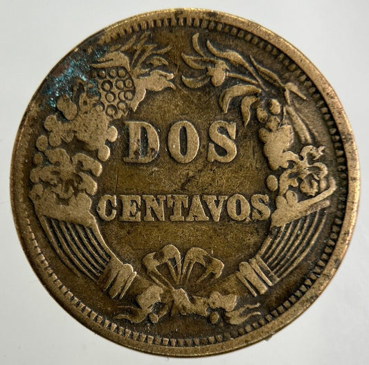 1878 Peru 2 Dos Centavos Coin | Fine Collectable Grade