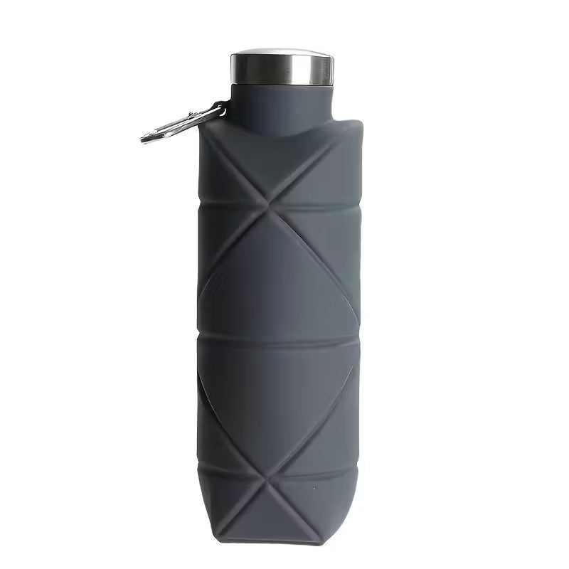 Purple Collapsible Silicone Water Bottle Foldable Outdoor Camping Sports Drink