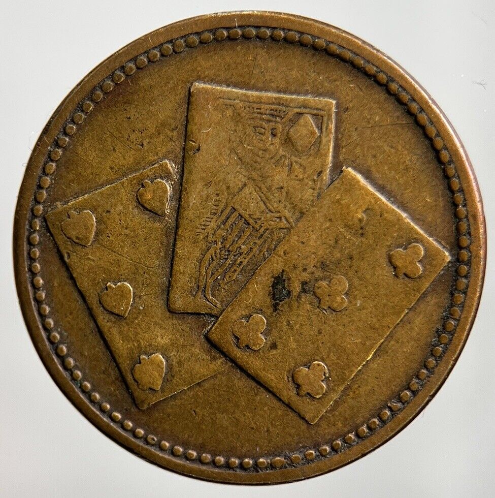 19th Century Victoria Cards Coin Gaming Token | Fine Collectable Grade | a2238