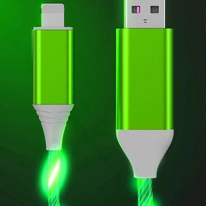 iPhone Lightening Green Flowing LED USB Cable Charging Charger - UK Stock