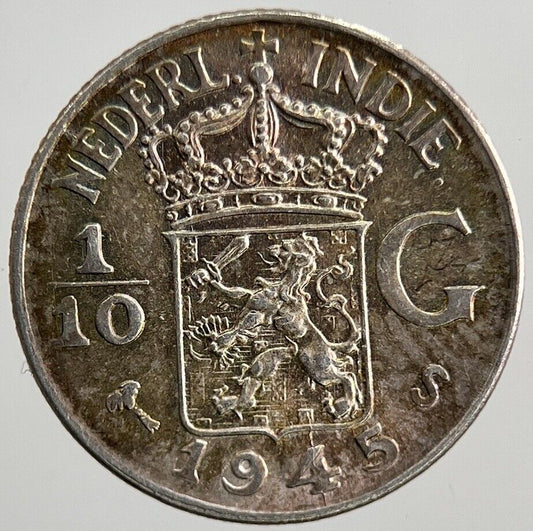 1945 Netherlands East Indies 1/10 Gulden Silver Coin | Very High Grade | a5511
