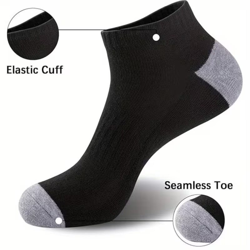 5 Pack Mens Trainer Grey Black Ankle Socks Invisible Cotton Low Cut Sports Socks