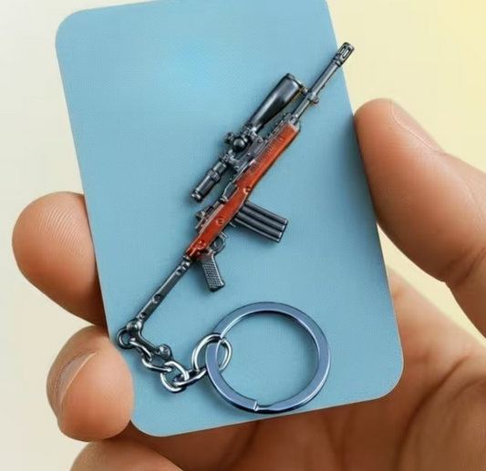 Mini Metal US Scoped Assault Rifle Gun Shaped Keyring Premium Keychain Gift UK