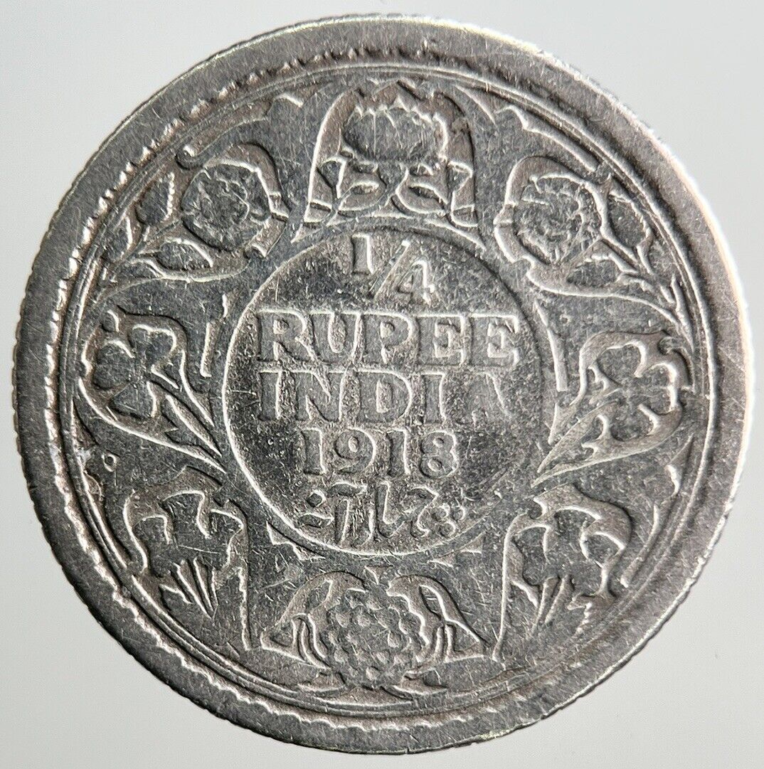 1918 1/4 Rupee India Silver Coin | Collectable Grade | a3208